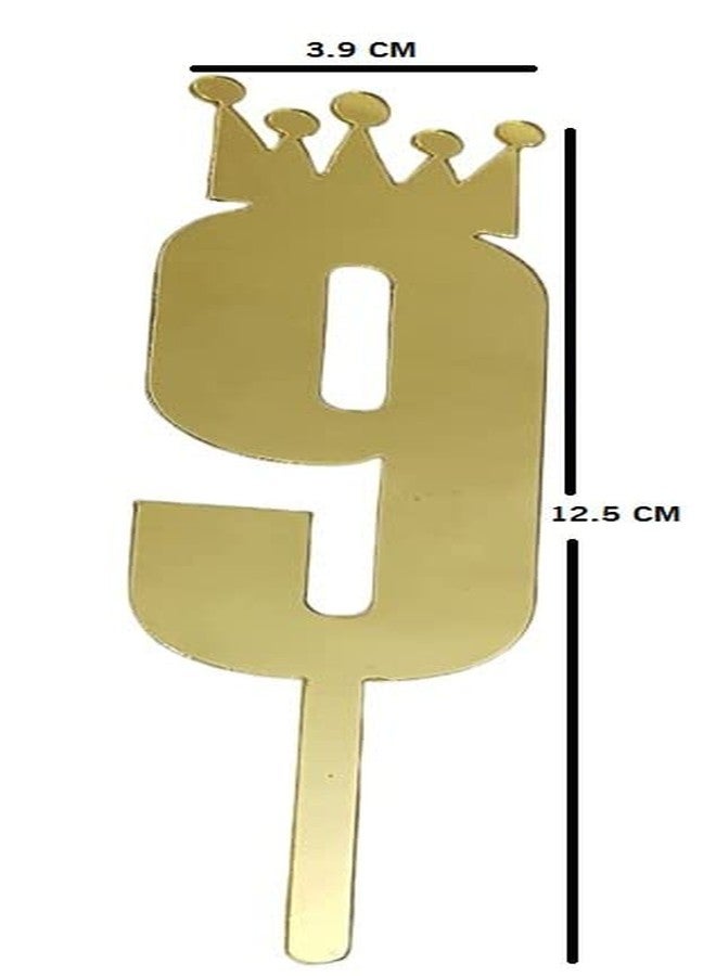 موريل زينة كعكة موريل الذهبية اللون رقم 9 مع زينة عيد ميلاد سعيد لتزيين كعكة عيد ميلاد الأطفال، أعلام للبنات/الأولاد/الأطفال. - Image 2